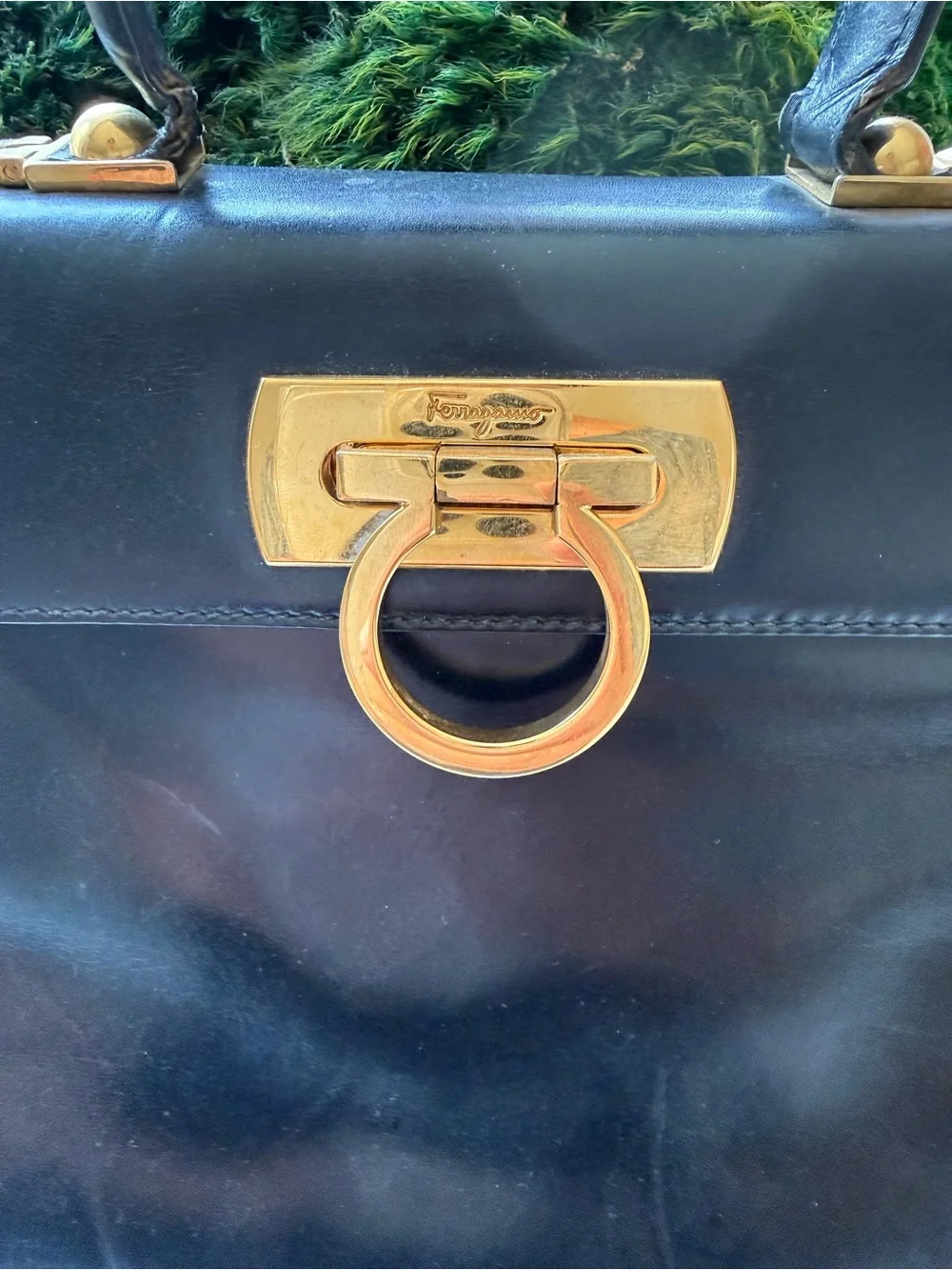 Vintage Ferragamo Black  Top-Handle Bag. Gently worn. Classic style/shape.